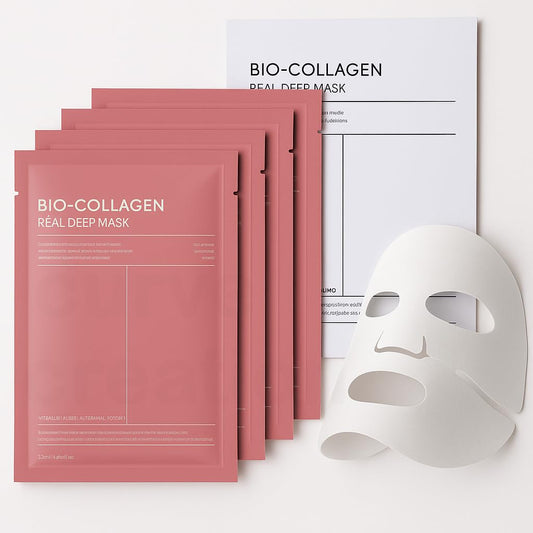 Bio-Collagen Real Deep Mask , Collagen Glass Skin Overnight Mask - Korean Collagen Face Mask with Low Molecular Collagen , For All Skin Types