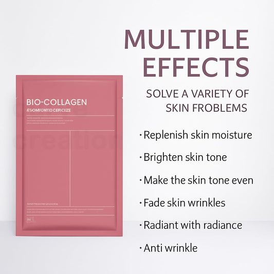 Bio-Collagen Real Deep Mask , Collagen Glass Skin Overnight Mask - Korean Collagen Face Mask with Low Molecular Collagen , For All Skin Types