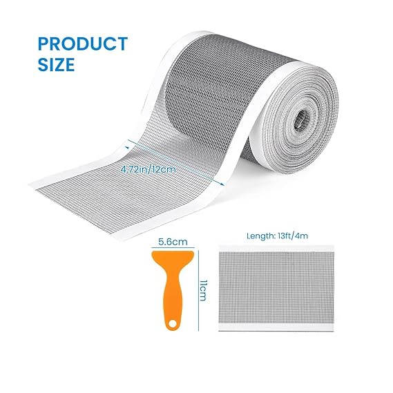 Self Adhesive Mesh Roll for Bathroom Drain Kitchen Sink Strainer Disposable Hair Catcher Shower Drain Mesh Stickers Cuttable PVC Mash Shower Drain Cover Hair Catcher for Any Length (12cm x 4m)