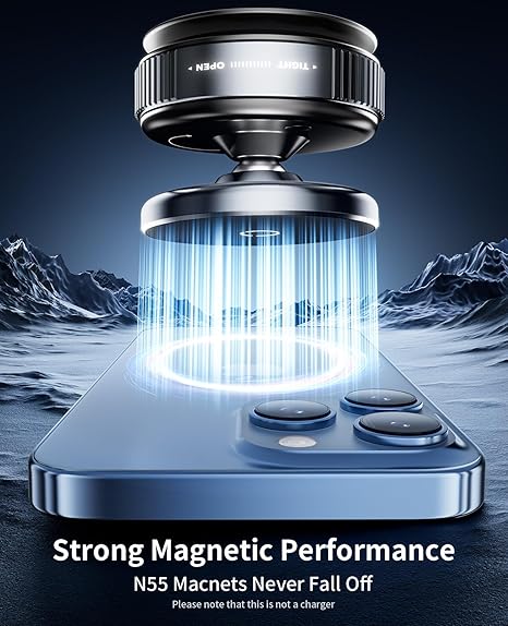 Magnetic Phone Holder Stand Upgraded Vacuum Suction Cup Mount with 360° Swivel Lock | Compatible with | for Car, Gym, Mirror, Kitchen & Smooth Surfaces