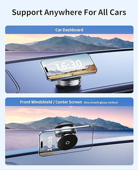 Magnetic Phone Holder Stand Upgraded Vacuum Suction Cup Mount with 360° Swivel Lock | Compatible with | for Car, Gym, Mirror, Kitchen & Smooth Surfaces