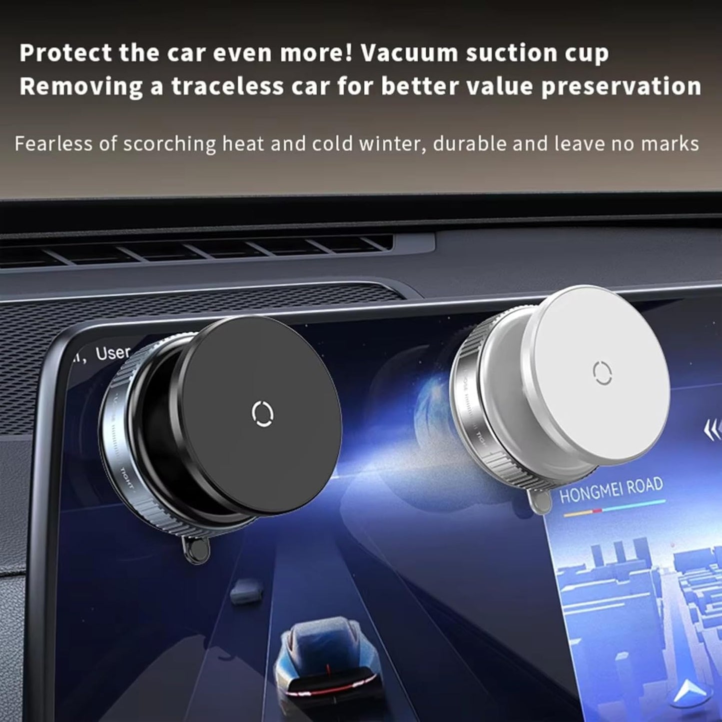 Magnetic Phone Holder Stand Upgraded Vacuum Suction Cup Mount with 360° Swivel Lock | Compatible with | for Car, Gym, Mirror, Kitchen & Smooth Surfaces